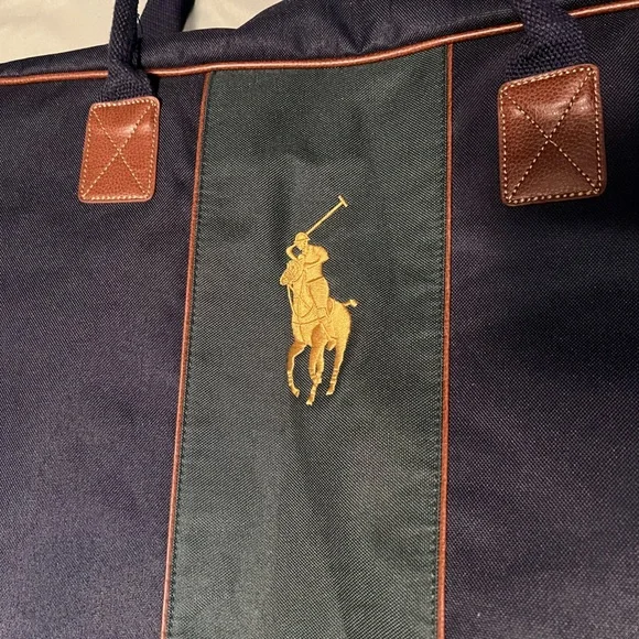 Ralph Lauren Big Pony Travel Bag Duffel Shoulder Strap and Handles Carry on